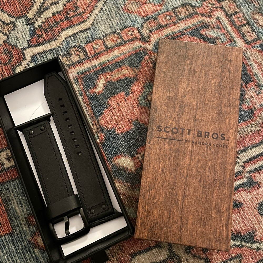 Kendra Scott Scott Bros Black Leather Apple Watch band